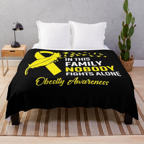 Item preview, In This Family Nobody Fights Alone Obesity Awareness Feather Ribbon designed and sold by frechettee.