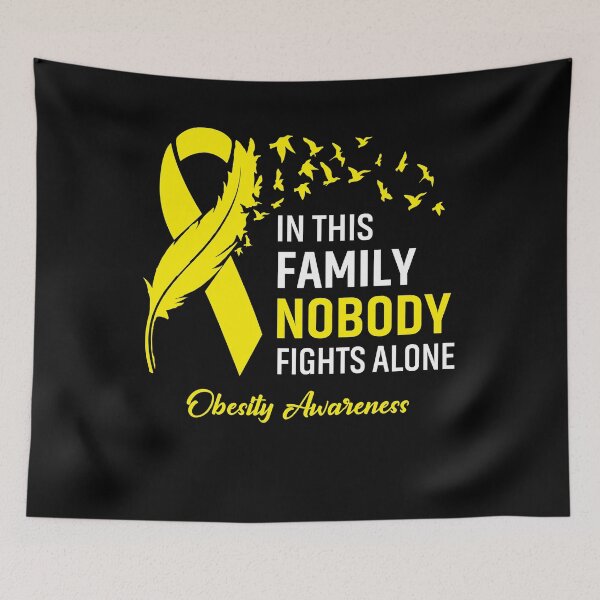 Item preview, In This Family Nobody Fights Alone Obesity Awareness Feather Ribbon designed and sold by frechettee.