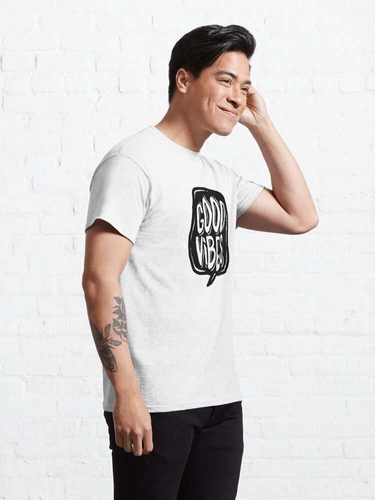 Alternate view of Good Vibes - Black and White Classic T-Shirt