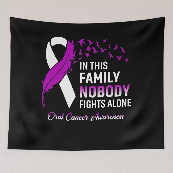 Item preview, In This Family Nobody Fights Alone Oral Cancer Awareness Feather Ribbon designed and sold by frechettee.