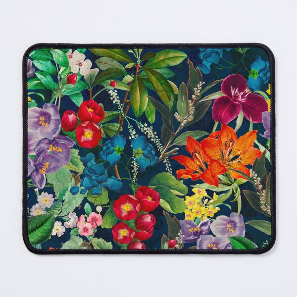 Item preview, Exotic flowers and leaves heaven, leaves and flowers tropical pattern, botanical illustration, navy floral illustration  designed and sold by ZeinabTaha.