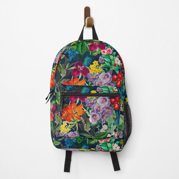 Item preview, Exotic flowers and leaves heaven, leaves and flowers tropical pattern, botanical illustration, navy floral illustration designed and sold by ZeinabTaha.