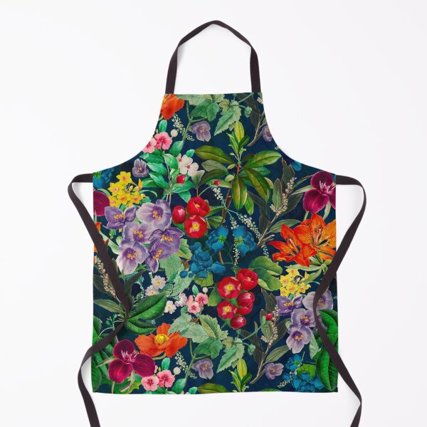 Item preview, Exotic flowers and leaves heaven, leaves and flowers tropical pattern, botanical illustration, navy floral illustration designed and sold by ZeinabTaha.