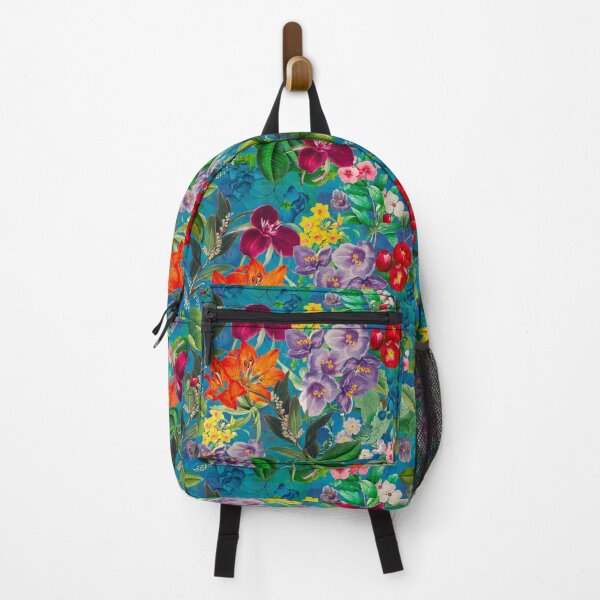 Item preview, Exotic flowers and leaves heaven, leaves and flowers tropical pattern, botanical illustration, turquoise floral illustration designed and sold by ZeinabTaha.