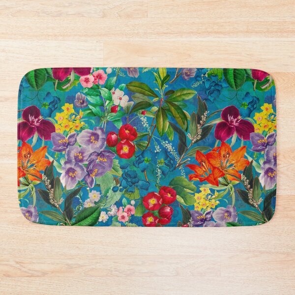 Item preview, Exotic flowers and leaves heaven, leaves and flowers tropical pattern, botanical illustration, turquoise floral illustration  designed and sold by ZeinabTaha.