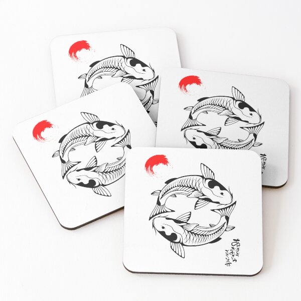 Item preview, Koi Fish Black Line Drawing Illustration Design designed and sold by EarthArtDesigns.