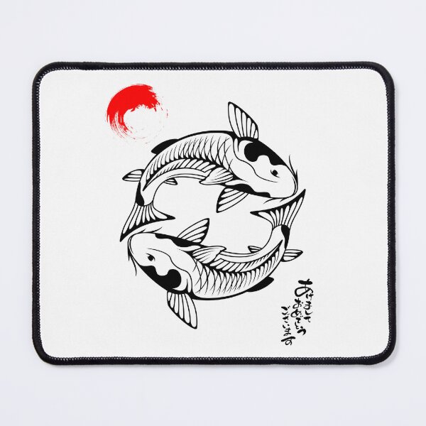 Item preview, Koi Fish Black Line Drawing Illustration Design designed and sold by EarthArtDesigns.