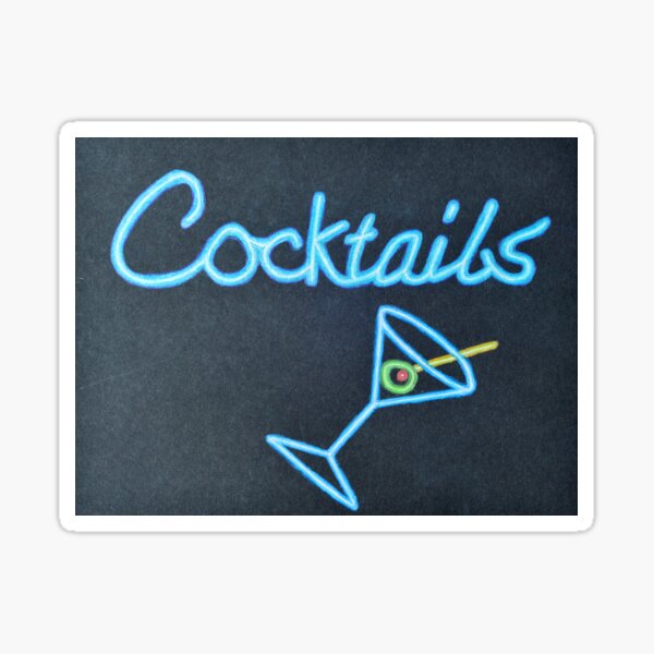 Cocktails in Neon Sticker