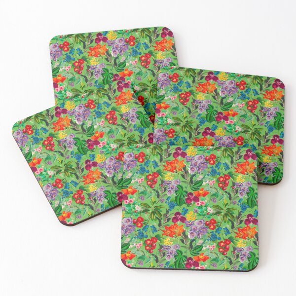Item preview, Exotic Cute flowers and leaves heaven, leaves and flowers tropical pattern, botanical illustration, green floral illustration  designed and sold by ZeinabTaha.