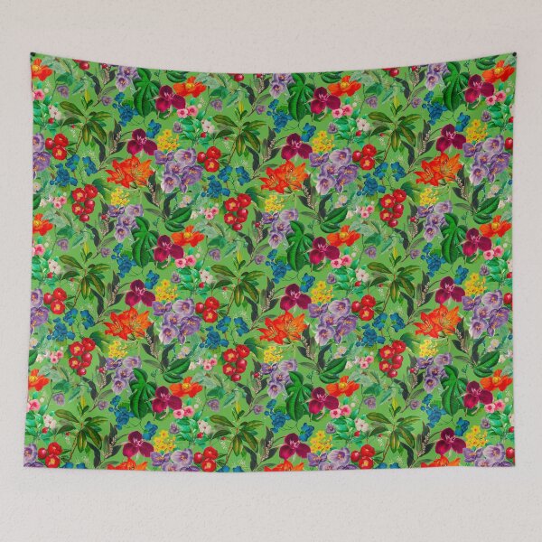 Item preview, Exotic Cute flowers and leaves heaven, leaves and flowers tropical pattern, botanical illustration, green floral illustration  designed and sold by ZeinabTaha.