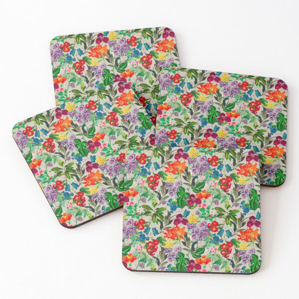 Item preview, Exotic Cute flowers and leaves heaven, leaves and flowers tropical pattern, botanical illustration, off white floral illustration  designed and sold by ZeinabTaha.