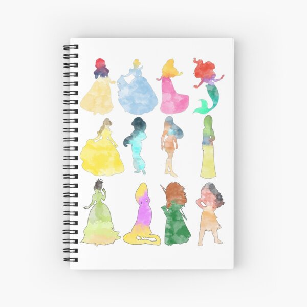 Princesses watercolor Spiral Notebook