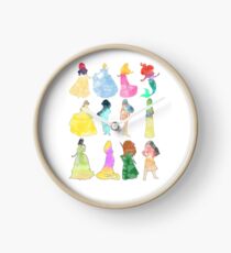 Princesses watercolor Clock