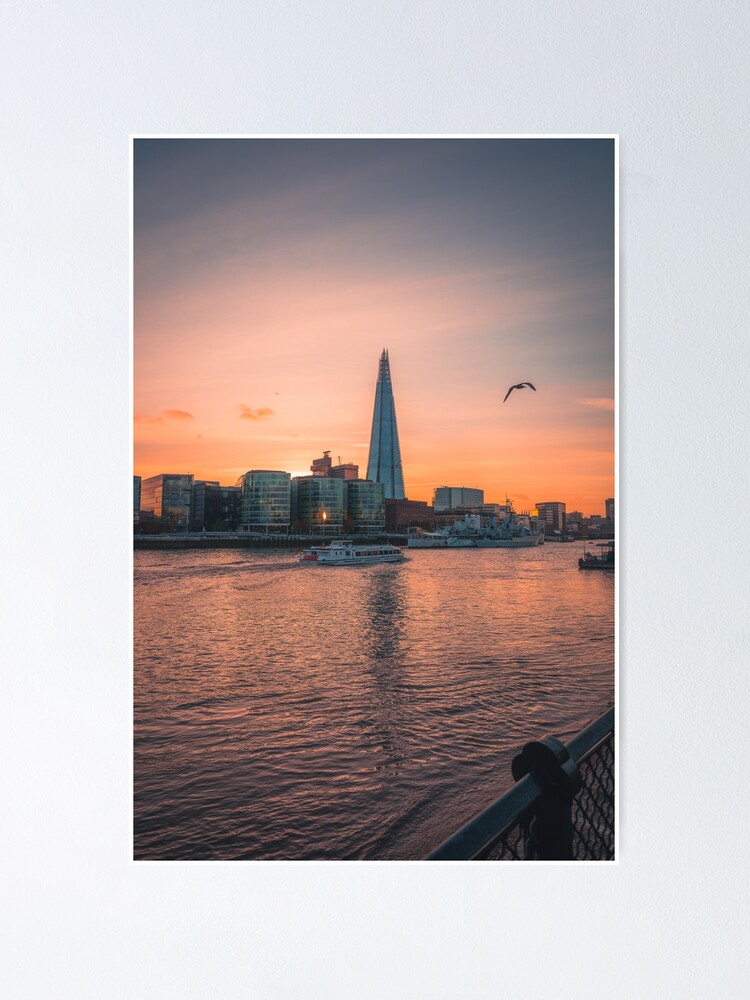 LONDON SUNSET ON THE SHARD CANVAS PRINTS WALL ART PICTURES HOME FRAMED POSTERS