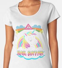 Unicorn hail satan death metal rainbown t-shirt Women's Premium T-Shirt
