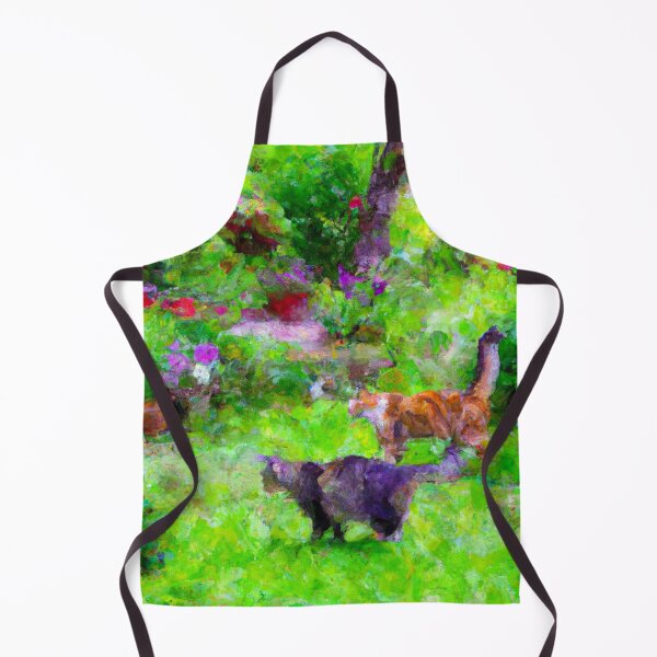 Item preview, impressionist style painting of a luscious garden full of cats designed and sold by xostarboyxo.
