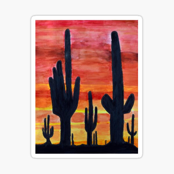 Desert Cactus at Sunset Sticker