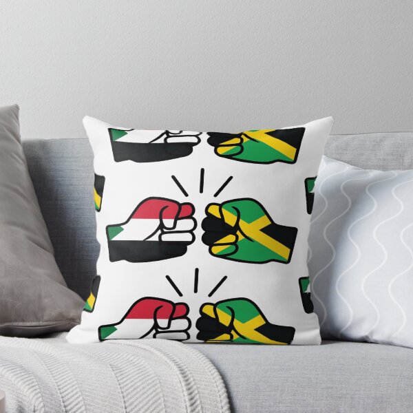 We Run Tings, Jamaica & Sudan (Caribbean/West Indian/African Themed Merchandise) Throw Pillow