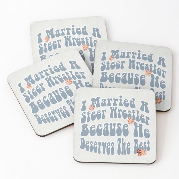 Item preview, I Married A Steer Wrestler Retro Design In Blue designed and sold by handsoftime2020.
