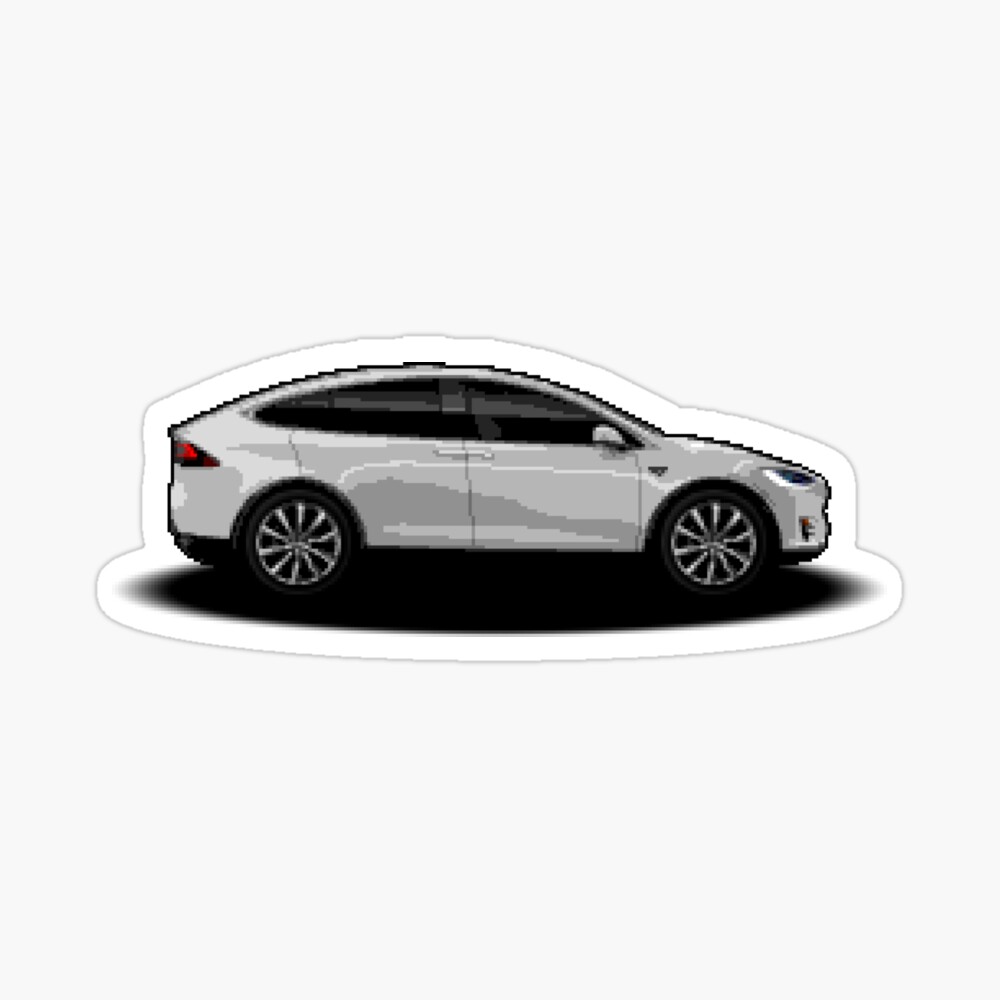 tesla model x pixel car poster by timsurbo redbubble