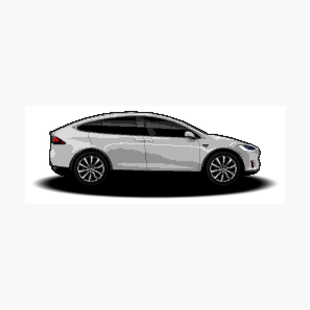 tesla model x pixel car poster by timsurbo redbubble