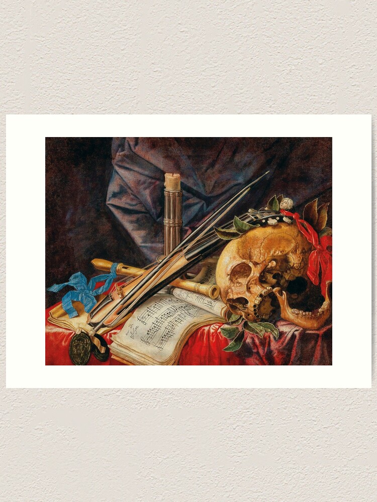 A Vanitas Still Life with a Viol, a Clarinet, a Skull, a Sheet of