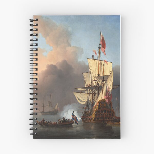 Item preview, An English Warship Firing a Salute | Willem van de Velde the Younger | 1673 Renaissance Naval Art designed and sold by CJET.