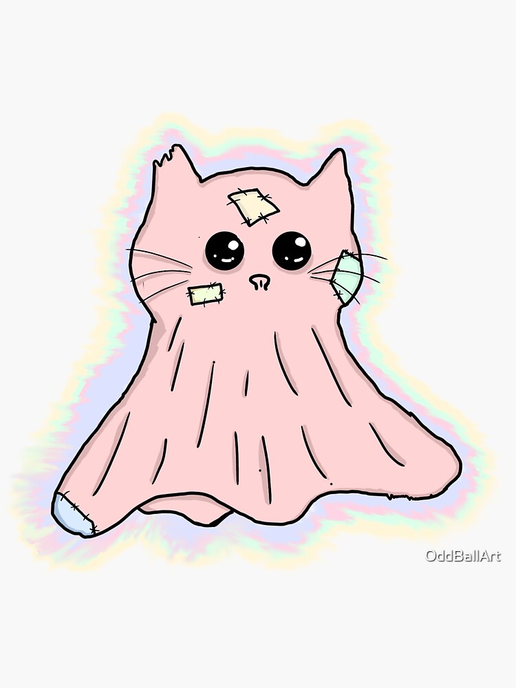 "Pastel ghost kitten" Sticker for Sale by OddBallArt Redbubble
