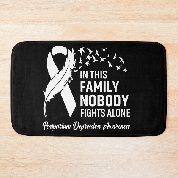 Item preview, In This Family Nobody Fights Alone Postpartum Depression Awareness Feather Ribbon designed and sold by frechettee.