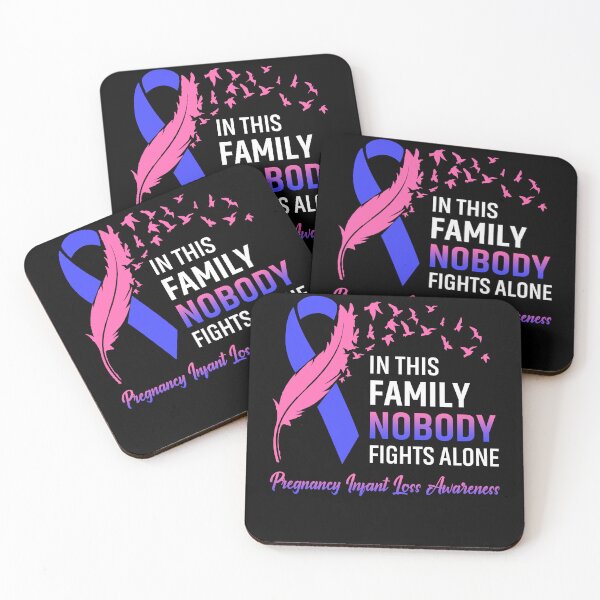 Item preview, In This Family Nobody Fights Alone Pregnancy Infant Loss Awareness Feather Ribbon designed and sold by frechettee.
