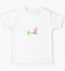 Magical Unicorn Dachshund Silhouette Pattern Kids Tee