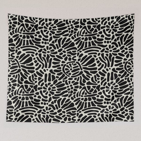 Item preview, Abstract, black and off white modern flower design retro pattern designed and sold by catapixie.