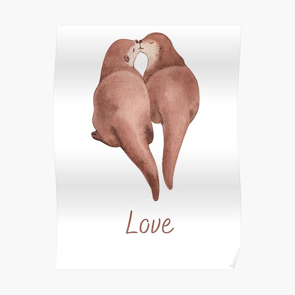 "Sea Otter Love- Cute Animals" Poster for Sale by TubularTees | Redbubble