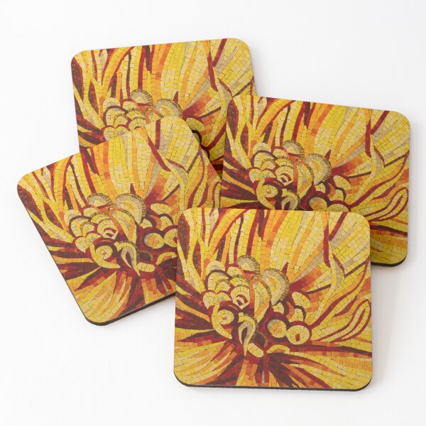 Item preview, Sparkling, Intricate Golds and Yellows - a Floral Ceramic Tile Mosaic designed and sold by Georgia Mizuleva.