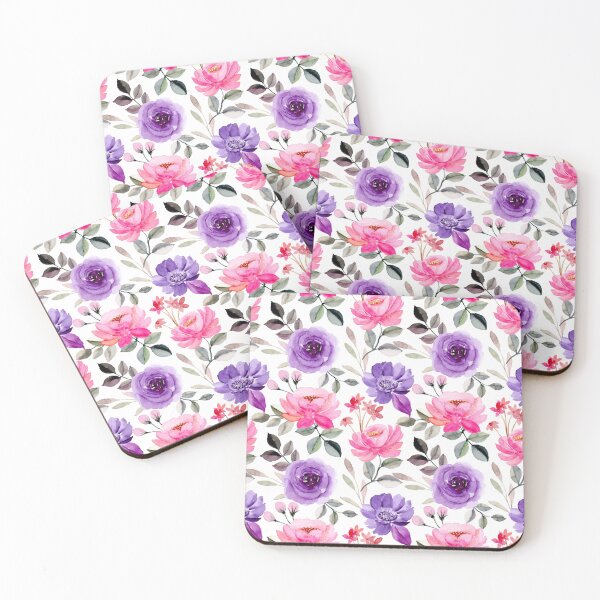Aperçu de l'œuvre Motif floral rose et violet créée et vendue par Edenglow Prints & Peculiars.