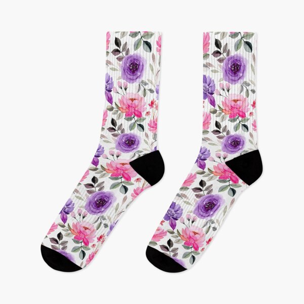 Aperçu de l'œuvre Motif floral rose et violet créée et vendue par Edenglow Prints & Peculiars.