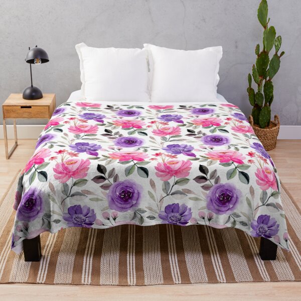 Aperçu de l'œuvre Motif floral rose et violet créée et vendue par Edenglow Prints & Peculiars.