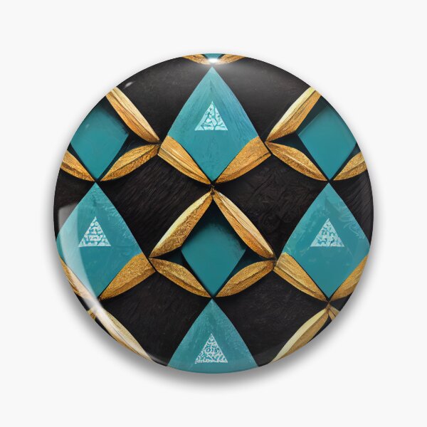 Item preview, Intricate Geometric Triangle pattern, teal, black, gold designed and sold by BuraxisDesigns.