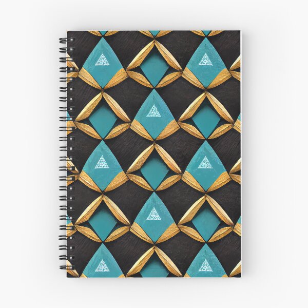 Item preview, Intricate Geometric Triangle pattern, teal, black, gold designed and sold by BuraxisDesigns.