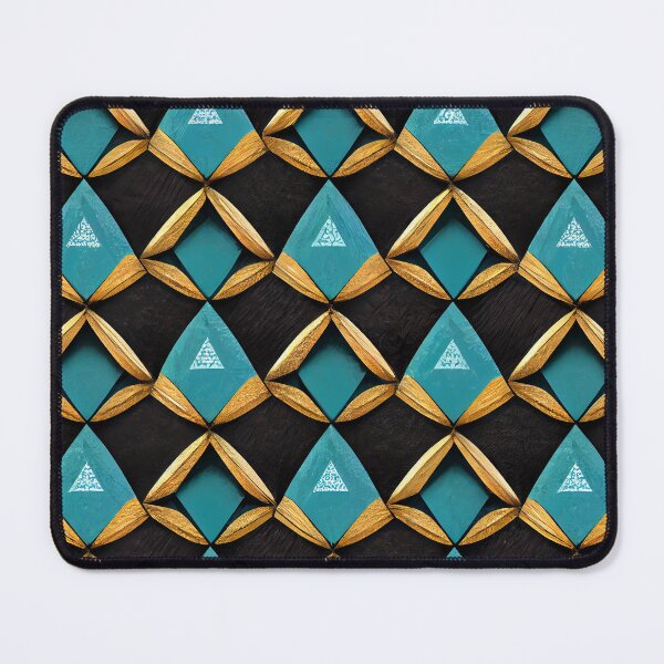 Item preview, Intricate Geometric Triangle pattern, teal, black, gold designed and sold by BuraxisDesigns.