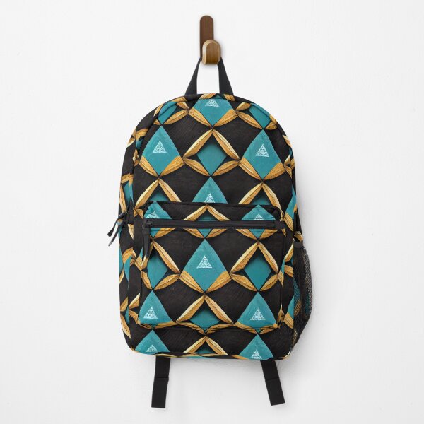 Item preview, Intricate Geometric Triangle pattern, teal, black, gold designed and sold by BuraxisDesigns.