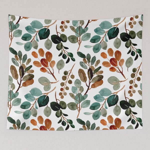 Item preview, Brown & green floral pattern / Autumn designed and sold by Edenglow Prints & Peculiars.