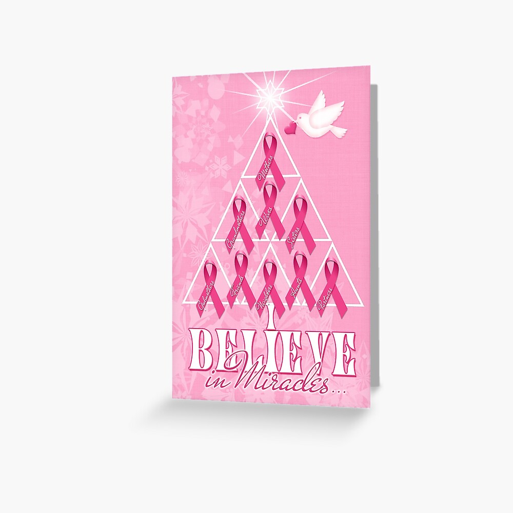 &ldquo;Breast Cancer Awareness Christmas Pink Ribbon Tree&rdquo; Greeting Card for