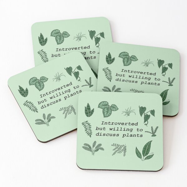 Item preview, Introverted but willing to discuss plants - plants - pastel green designed and sold by EcoElsa.