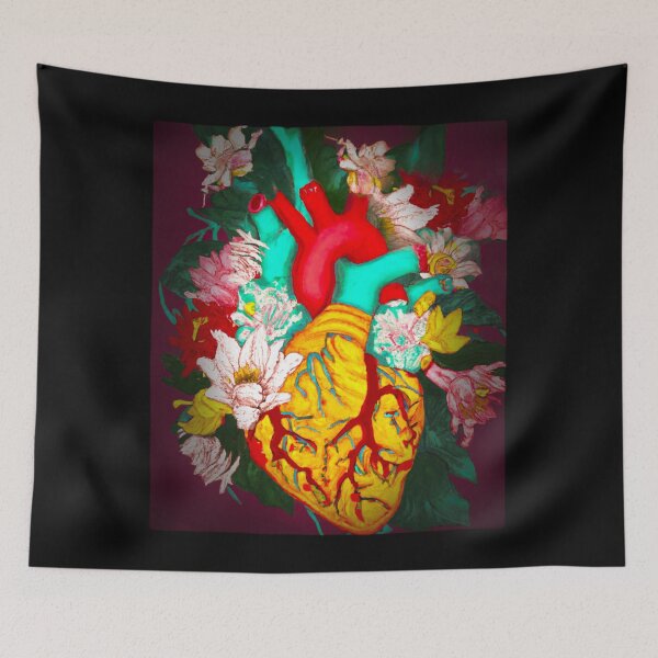 Item preview, Anatomical Heart with Winter Holiday Blooming Flowers designed and sold by jamie Omahen.