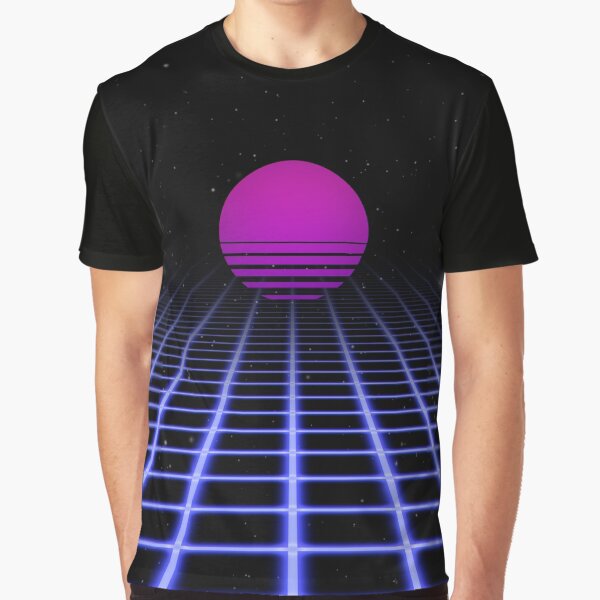 80s Digital Horizon - Sunset Aesthetic Graphic T-Shirt