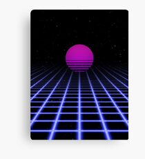 80s Digital Horizon - Sunset Aesthetic Canvas Print