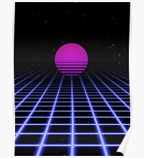 80er Jahre Digital Horizon - Sonnenuntergang ästhetisch Poster