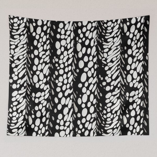 Aperçu de l'œuvre Encre Sumi noir et blanc, simple, minimaliste, abstrait, moderne, plié, motif à bulles créée et vendue par CrowBerryCream.
