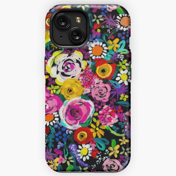 French Retro cool black oil painting flower Phone Case For iPhone